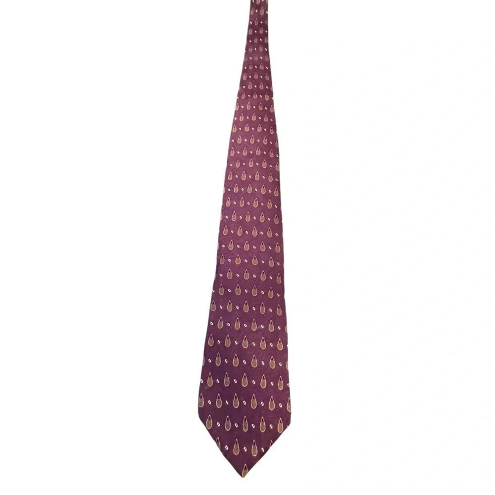 💜Purple BILL BLASS Vintage Patterned Men's Tie. Pure Silk. Made in Costa Rica